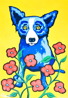 A Garden Party Yellow PP 1998 Limited Edition Print - Blue Dog George Rodrigue