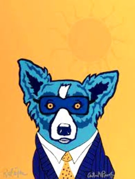 My Future's So Bright I've Gotta Wear Shades 1994 Limited Edition Print - Blue Dog George Rodrigue