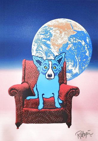 Space Chair 1992 Limited Edition Print - Blue Dog George Rodrigue