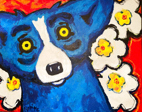 Four Roses For Me Tonight 2008 51x63 Huge Original Painting - Blue Dog George Rodrigue