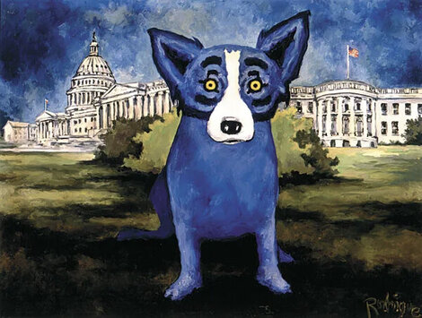 Washington Blue Dog 1992 - Washington D.C. Limited Edition Print - Blue Dog George Rodrigue