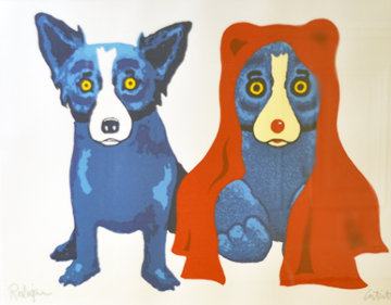 Bear with Me AP 1995 Limited Edition Print - Blue Dog George Rodrigue