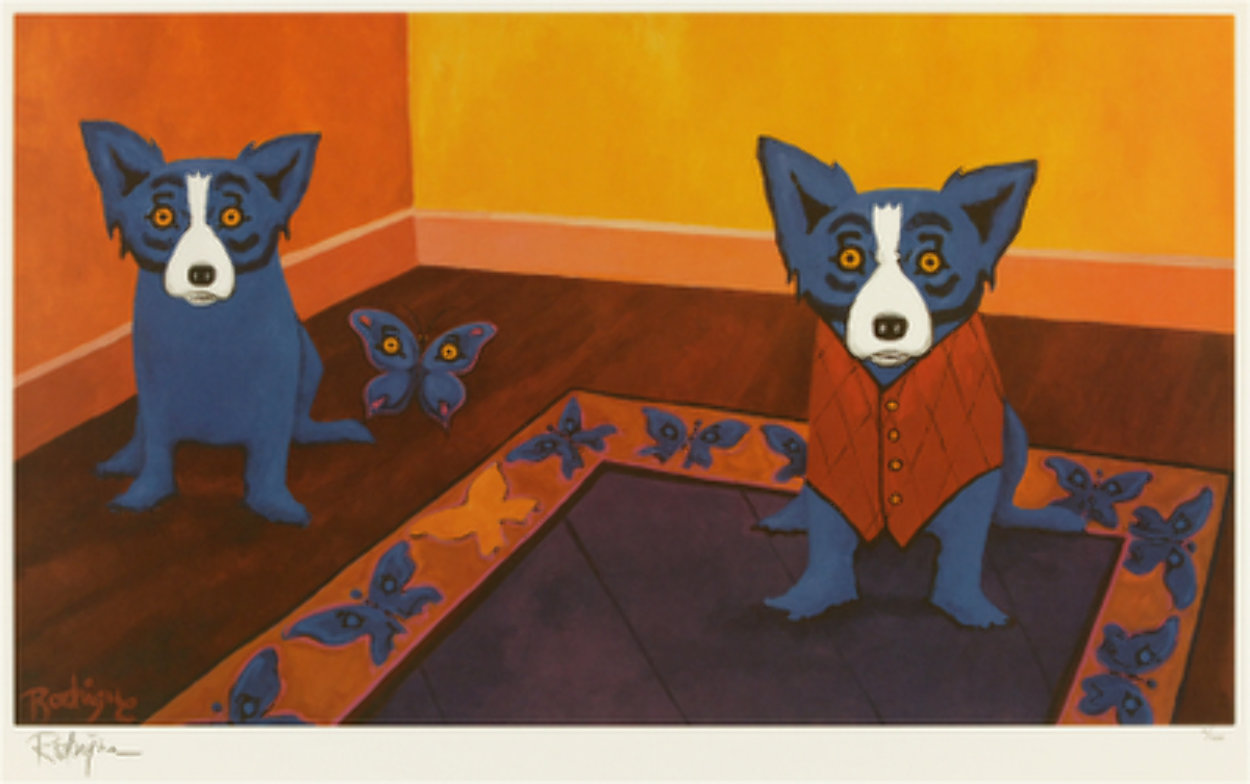 Butterflies Are Free 1996 Limited Edition Print by Blue Dog George Rodrigue Butterflies Are Free 1996 Limited Edition Print by Blue Dog George Rodrigue