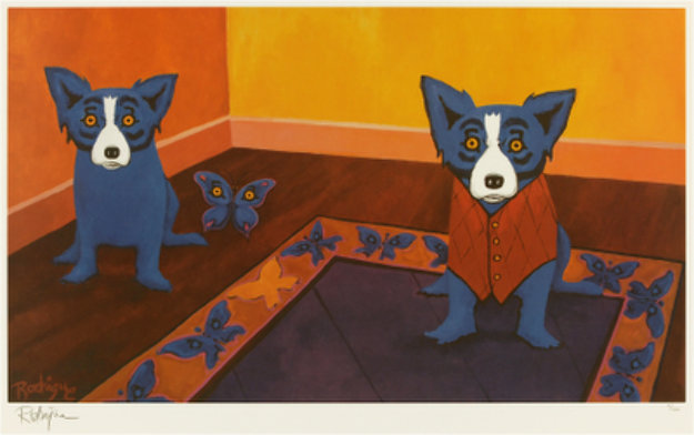 Butterflies Are Free 1996 Limited Edition Print by Blue Dog George Rodrigue Butterflies Are Free 1996 Limited Edition Print by Blue Dog George Rodrigue