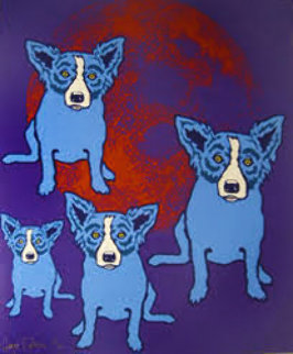 Red Moon 1991 Limited Edition Print - Blue Dog George Rodrigue