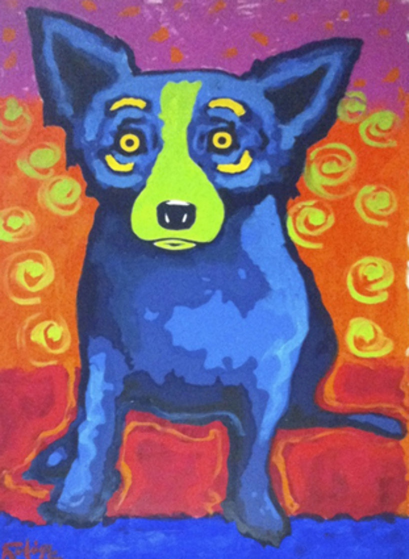 Untitled Blue Dog Green Face 2004 Works on Paper (not prints) by Blue Dog George Rodrigue