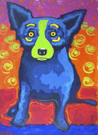 Untitled Blue Dog Green Face 2004 Works on Paper (not prints) by Blue Dog George Rodrigue - 0