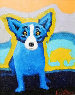 Blue Dog With a Yellow Tree 1992 17x20 Original Painting by Blue Dog George Rodrigue - 0