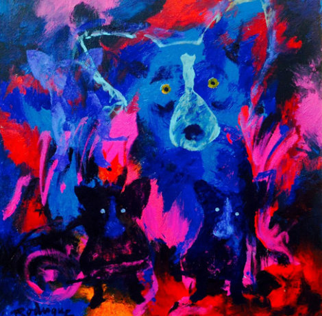 Voodoo Nights 2007 Original Painting - Blue Dog George Rodrigue