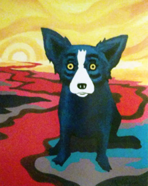 Blue Dog on the River 1998 Limited Edition Print by Blue Dog George Rodrigue