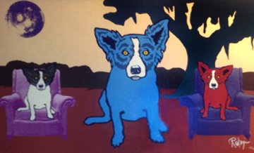 Waiting on My TV Dinner 1993 Limited Edition Print - Blue Dog George Rodrigue Waiting on My TV Dinner 1993 Limited Edition Print - Blue Dog George Rodrigue