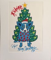 Rodrigue Merry Christmas Embellished 1993 Limited Edition Print by Blue Dog George Rodrigue - 1 Rodrigue Merry Christmas Embellished 1993 Limited Edition Print by Blue Dog George Rodrigue - 1