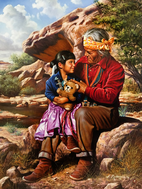 Teddy Bear Conversations 1992 48x36 Original Painting by Alfredo Rodriguez