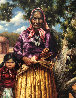 Visiting Grandmother 1974 35x30 Original Painting by Alfredo Rodriguez - 0