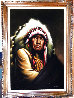 Untitled Native American Portrait 1980 42x31 - Huge Original Painting by Alfredo Rodriguez - 1