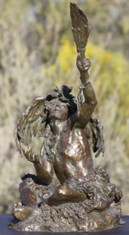Crow Shaman Bronze Sculpture Sculpture - Scott Rogers