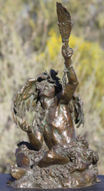 Crow Shaman Bronze Sculpture Sculpture by Scott Rogers