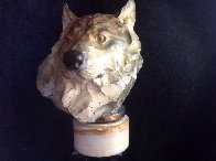 Ghost Wolf's Head Bust Bronze Sculpture 1992 16 in Sculpture by Ron Chapel - 1