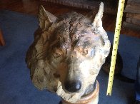 Ghost Wolf's Head Bust Bronze Sculpture 1992 16 in Sculpture by Ron Chapel - 2 Ghost Wolf's Head Bust Bronze Sculpture 1992 16 in Sculpture by Ron Chapel - 2