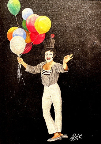 Untitled Clown Painting 1973 14x11 Original Painting - Ron Rophar