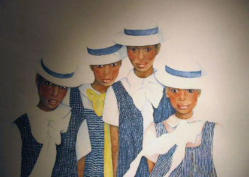Lena and Her Sisters 1987 67x57 Original Painting - Christine Rosamond Lena and Her Sisters 1987 67x57 Original Painting - Christine Rosamond
