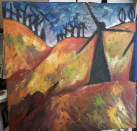 Windmill on the 580 to San Francisco 1991 36x36 Original Painting by Sarena Rosenfeld - 0 Windmill on the 580 to San Francisco 1991 36x36 Original Painting by Sarena Rosenfeld - 0