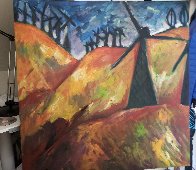 Windmill on the 580 to San Francisco 1991 36x36 Original Painting by Sarena Rosenfeld - 1 Windmill on the 580 to San Francisco 1991 36x36 Original Painting by Sarena Rosenfeld - 1