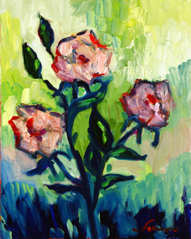 Roses by the Second Gate 2021 30x24 Original Painting - Sarena Rosenfeld