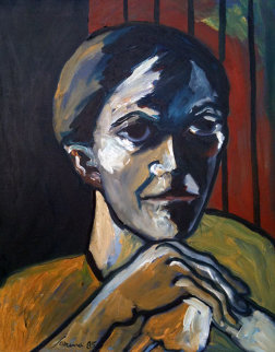Untitled German Woman 1985 28x22 Original Painting - Sarena Rosenfeld Untitled German Woman 1985 28x22 Original Painting - Sarena Rosenfeld