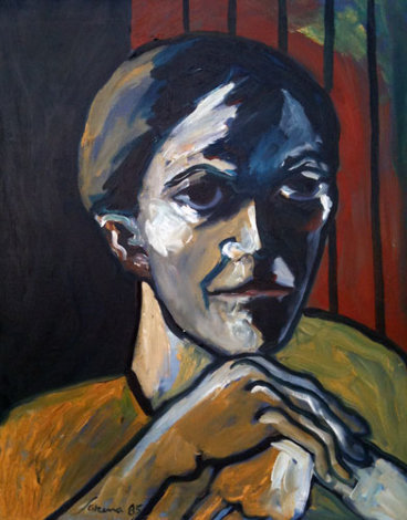 Untitled German Woman 1985 28x22 Original Painting - Sarena Rosenfeld