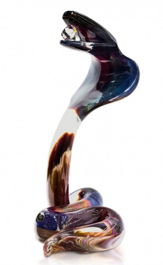 Cobra Glass Sculpture Unique 1990 21 in Sculpture by Dino Rosin Cobra Glass Sculpture Unique 1990 21 in Sculpture by Dino Rosin