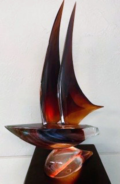Sailboat Glass Sculpture 32 in Sculpture by Dino Rosin