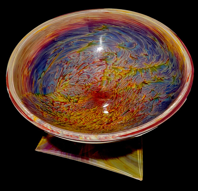 Rainbow Bowl - Unique Glass Sculpture 2008 16 in Sculpture by Dino Rosin Rainbow Bowl - Unique Glass Sculpture 2008 16 in Sculpture by Dino Rosin