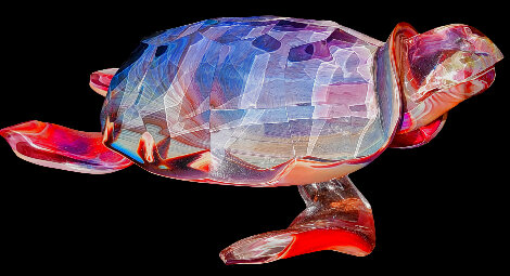 Sea Turtle Glass Sculpture - Unique 2004 7x20 Sculpture - Dino Rosin