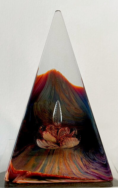 Lotus Pyramid Murano Glass Sculpture 16 in Sculpture by Dino Rosin