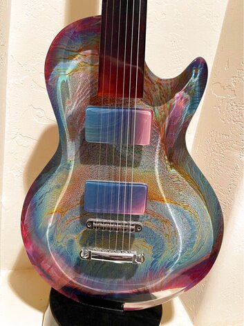 Gibson Guitar - Unique  Glass Sculpture 1997 41 in Sculpture - Dino Rosin