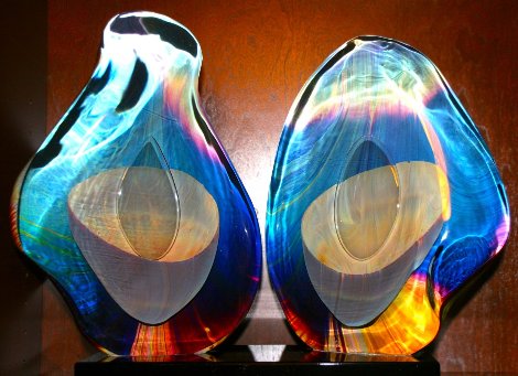 Two Eyes Set of Unique Glass Sculptures 2000 20 in Sculpture - Dino Rosin