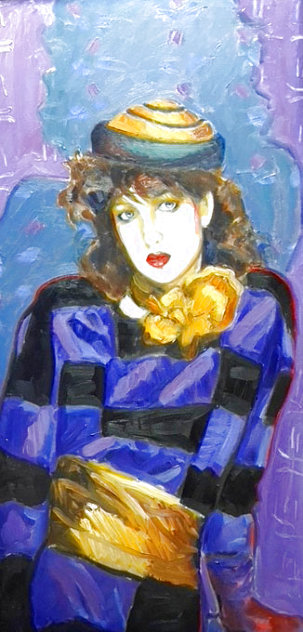 Lady in Blue, Self Portrait Oil On Canvas 53x38 in Original Painting by Colleen Ross