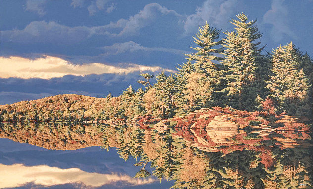 Mirror Reflection Painting - 36x60 - Huge - Muskoka Lake, Canada Original Painting by E. Robert Ross