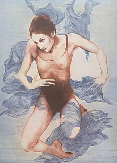 Dancer, Blue Shawl 1973 Limited Edition Print by G.H Rothe Dancer, Blue Shawl 1973 Limited Edition Print by G.H Rothe