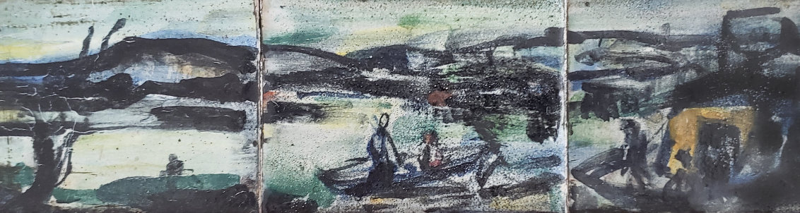 Le Port 1907 8x18 Glazed Ceramic Tile  4x14 in Original Painting by Georges Rouault