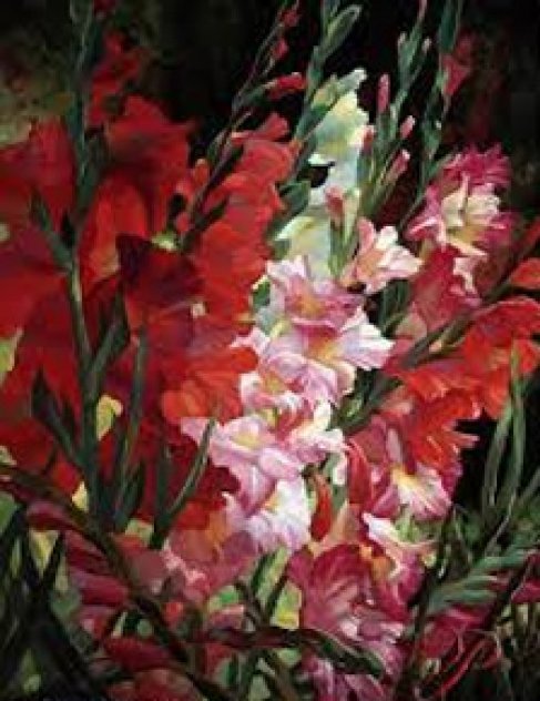 Gladiolas 2010 Embellished Limited Edition Print by Leon Roulette