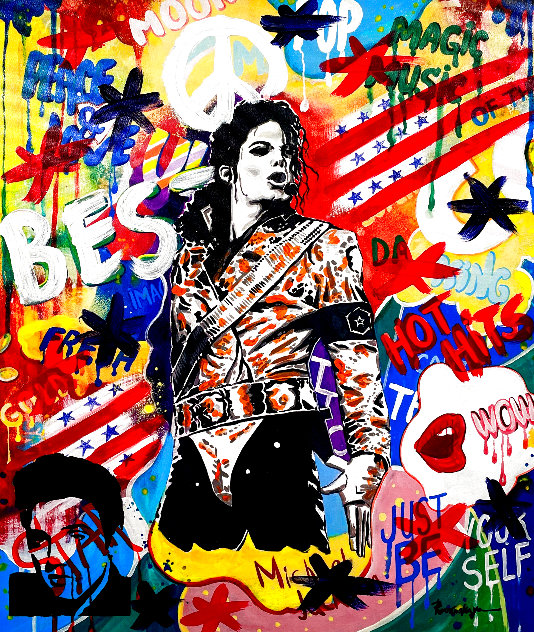 King of Pop 24x19 Original Painting by Nastya Rovenskaya