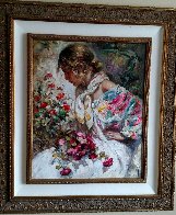 Entre Rosas Y Azaleas 2004 43x38 Super Huge Original Painting by Royo - 2 Entre Rosas Y Azaleas 2004 43x38 Super Huge Original Painting by Royo - 2