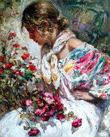 Entre Rosas Y Azaleas 2004 43x38 Super Huge Original Painting by Royo - 0 Entre Rosas Y Azaleas 2004 43x38 Super Huge Original Painting by Royo - 0