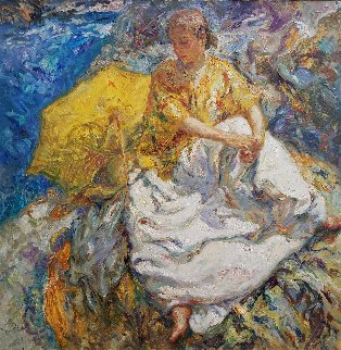 Sombrilla Amarilla 2004 50x50 Huge Original Painting - Royo Sombrilla Amarilla 2004 50x50 Huge Original Painting - Royo