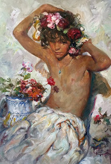 Nina Sober Fondo Blanco 1996 32x24 Original Painting - Royo Nina Sober Fondo Blanco 1996 32x24 Original Painting - Royo