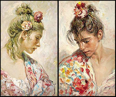 Shawl Suite of 2 on panel 1997 Limited Edition Print -  Royo