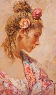 Shawl Suite of 2 Paintings: Claveles - And El Manton 1990 28x22 Original Painting by Royo - 2 Shawl Suite of 2 Paintings: Claveles - And El Manton 1990 28x22 Original Painting by Royo - 2