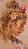 Shawl Suite of 2 Paintings: Claveles -  And El Manton 1990 28x22  Original Painting by  Royo - 7